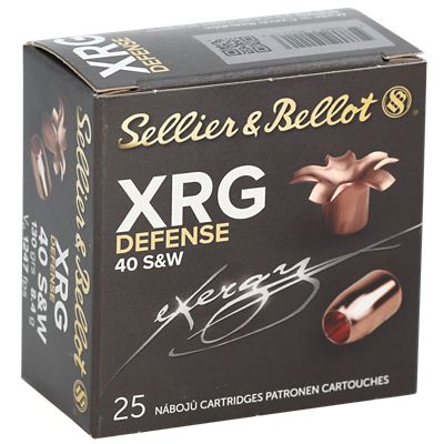 Sellier & Bellot XRG Defense .40 S&W 130-Grain Solid Copper Hollow Point Handgun Ammunition, 25 Rounds
