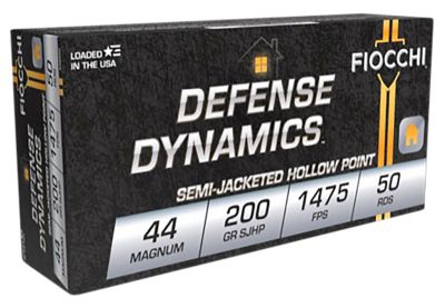 Fiocchi Defense Dynamics .44 Magnum 200-Grain Semi Jacketed Hollow Point Handgun Ammunition, 50 Rounds