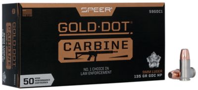 Speer Ammo Gold Dot 9mm Luger 135-Grain Hollow Point Handgun Ammunition, 50 Rounds