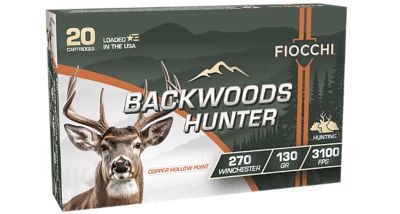 Fiocchi Backwoods Hunter .270 Win 130-Grain Copper Hollow Point Rifle Ammunition, 20 Rounds