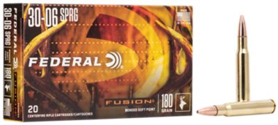 Federal Fusion .30-06 Springfield 180-Grain Bonded Soft Point Rifle Ammunition, 20 Rounds, F3006TFS3