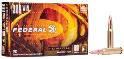 Federal Fusion .308 Win 180-Grain Bonded Soft Point Rifle Ammunition, 20 Rounds, F308FS3