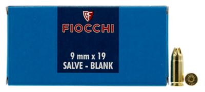 Fiocchi 9mm Luger Blank Pistol Rounds, 50 Rounds