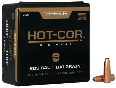 Speer Ammo Hot-Cor .303 Caliber 180-Grain Soft Point Round Nose Reloading Rifle Bullets, 100 Rounds