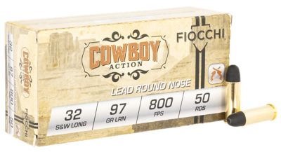 Fiocchi Cowboy Action .32 S&W Long 97-Grain Lead Flat Point Handgun Ammunition, 50 Rounds
