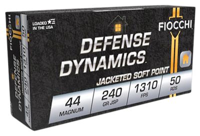 Fiocchi Defense Dynamics .44 Magnum 240-Grain Jacketed Soft Point Handgun Ammunition, 50 Rounds