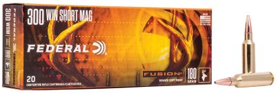 Federal Fusion .300 Win Short Mag 180-Grain Bonded Soft Point Rifle Ammunition, 20 Rounds