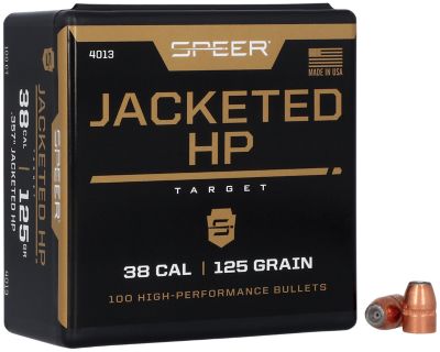 Speer Ammo .38 Caliber 125-Grain Jacketed Hollow Point Reloading Rifle Bullets, 100 Rounds