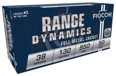 Fiocchi Range Dynamics .38 Special 130-Grain Full Metal Jacket Handgun Ammunition, 50 Rounds