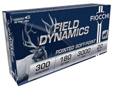 Fiocchi Field Dynamics .300 Win Magnum 180-Grain PSP Interlock BT Rifle Ammunition, 20 Rounds