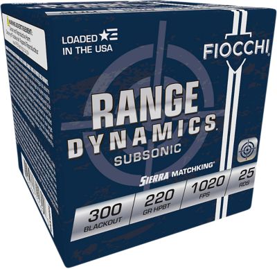 Fiocchi Range Dynamics .300 AAC Blackout 220-Grain Sierra MatchKing BTHP Rifle Ammunition, 25 Rounds
