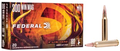Federal Fusion .300 Win Magnum 180-Grain Bonded Soft Point Rifle Ammunition, 20 Rounds, F300WFS3