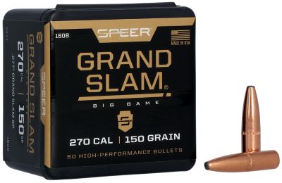 Speer Ammo Grand Slam .270 Caliber 150-Grain Soft Point Reloading Rifle Bullets, 50 Rounds