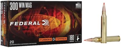 Federal Fusion .300 Win Magnum 180-Grain Bonded Soft Point Rifle Ammunition, 20 Rounds, F300WTFS3