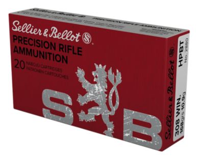 Sellier & Bellot .308 Win 168-Grain Hollow Point Boat Tail Rifle Ammunition, 20 Rounds