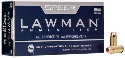Speer Ammo Lawman .40 S&W 180-Grain Total Metal Jacket Handgun Ammunition, 50 Rounds