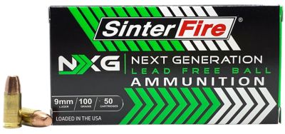 SinterFire Next Generation (NXG) 9mm Luger 100-Grain Lead Free Ball Handgun Ammunition, 50 Rounds