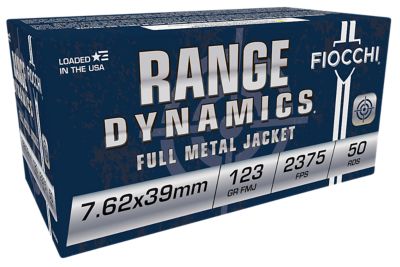 Fiocchi Range Dynamics 7.62X39mm 123-Grain Full Metal Jacket Rifle Ammunition, 50 Rounds