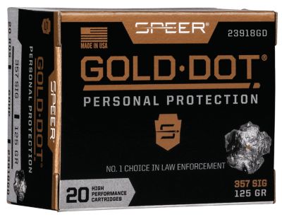 Speer Ammo Gold Dot Personal Protection .357 Sig 125-Grain Hollow Point Handgun Ammunition, 20 Rounds
