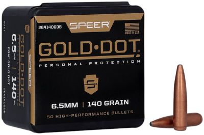 Speer Ammo Gold Dot 6.5mm 140-Grain Soft Point Reloading Rifle Bullets, 50 Rounds