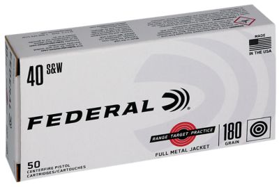 Federal Range & Target .40 S&W 180-Grain Full Metal Jacket Handgun Ammunition, 50 Rounds