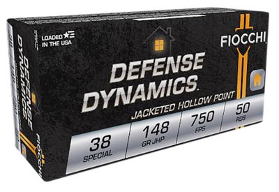 Fiocchi Defense Dynamics .38 Special 148-Grain Jacketed Hollow Point Handgun Ammunition, 50 Rounds