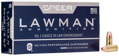Speer Ammo Lawman Training Clean-Fire 9mm Luger 147-Grain Total Metal Jacket Flat Nose Handgun Ammunition, 50 Rounds