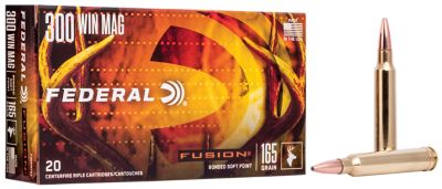 Federal Fusion .300 Win Magnum 165-Grain Bonded Soft Point Rifle Ammunition, 20 Rounds