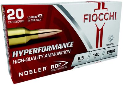 Fiocchi Hyperformance Match 6.5 PRC 140-Grain Nosler Reduced Drag Factor Rifle Ammunition, 20 Rounds
