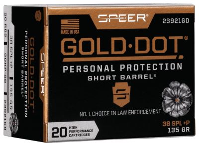 Speer Ammo Gold Dot Personal Protection .38 Special 135-Grain Hollow Point Handgun Ammunition, 20 Rounds