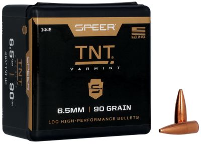 Speer Ammo TNT 6.5 Creedmoor 90-Grain Jacketed Hollow Point Reloading Rifle Bullets, 100 Rounds