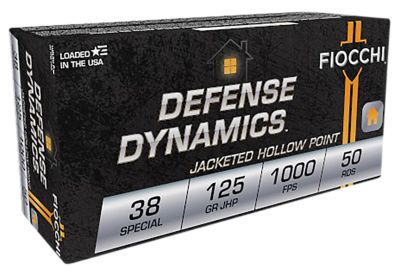 Fiocchi Defense Dynamics .38 Special 125-Grain Jacketed Hollow Point Handgun Ammunition, 50 Rounds