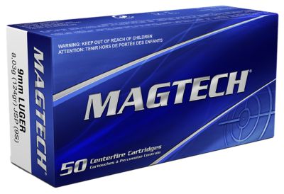 Magtech Range/Training 9mm Luger 124-Grain Jacketed Soft Point Handgun Ammunition, 50 Rounds