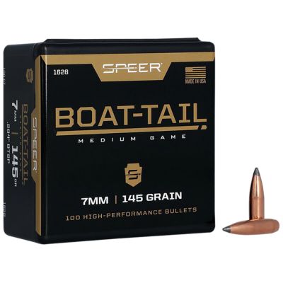 Speer Ammo 7mm 145-Grain Jacketed Soft Point Boat Tail Reloading Rifle Bullets, 100 Rounds