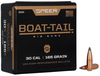 Speer Ammo .308 Caliber 165-Grain Spitzer Boat-Tail Soft Point Reloading Rifle Bullets, 100 Rounds