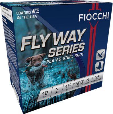 Fiocchi 12-Gauge Flyway Plated Steel 4-Shot Shotgun Shells, 3 in., 1-1/8 oz., 25 Rounds