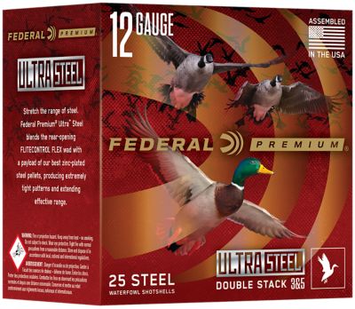 Federal 12-Gauge Premium Ultra Steel 2-Shot Shotgun Shells, 3 in., 1-1/4 oz., 25 Rounds, PWUX1422BB