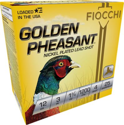 Fiocchi 12-Gauge Golden Pheasant Extrema 4-Shot Shotgun Shells, 3 in., 1-3/4 oz., 25 Rounds