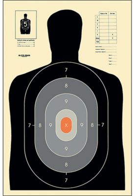 Action Target Qualification Pros Silhouette Paper Hanging Shooting Targets, 23 in. x 35 in., Black/Gray/White, 100-Pack
