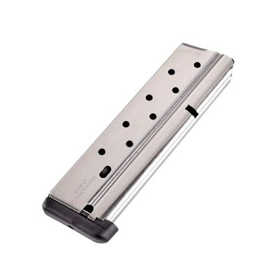 Chip McCormick Custom Power Mag 10 Round 38 Super Magazine for 1911 Government, Stainless Steel w/ Black Base Pad