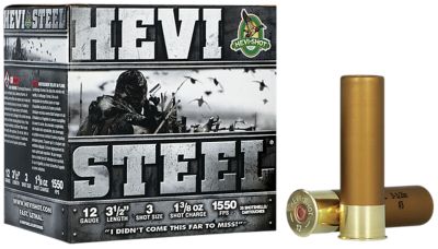 HEVI-Shot 12-Gauge HEVI-Steel 3-Shot Shotgun Shells, 3.5 in., 1-3/8 oz., 25 Rounds