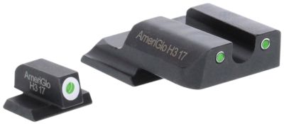 AmeriGlo Classic Tritium Set for S&W M&P Shield, Green Tritium White Outline Front, Green Tritium White Outline Rear
