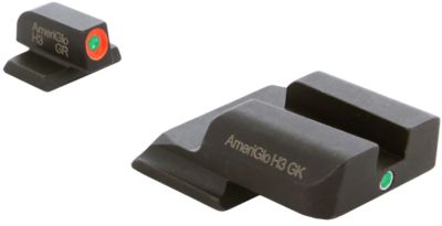 AmeriGlo i-Dot Sight Set for S&W M&P, Shield Green Tritium Orange Outline Front, Green Tritium Rear