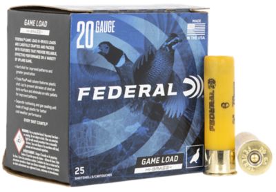 Federal 20-Gauge Game-Shok High Brass 6-Shot Shotgun Shells, 3 in., 1-1/4 oz., 25 Rounds