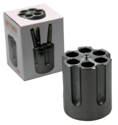 Caliber Gourmet Revolver Cylinder Pen Holder, Black, Aluminum, 3.25 in. x 2.75 in., Pistol Cylinder