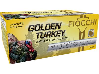 Fiocchi 12-Gauge Golden Turkey 5-Shot Shotgun Shells, 3 in., 1-3/4 oz., 10 Rounds