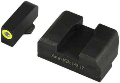 AmeriGlo Optic Compatible Sight Set for Glock, XL Tall, Green Tritium LumiGreen Outline Front, Black Rear