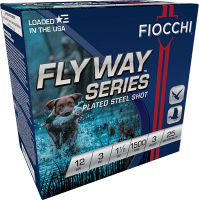 Fiocchi 12-Gauge Flyway Plated Steel 3-Shot Shotgun Shells, 3 in., 1-1/8 oz., 25 Rounds