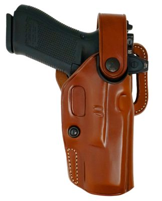 Galco APO Strongside/Crossdraw OWB Holster for Glock 19 Gen 1-5, Right Hand, Tan, Steerhide