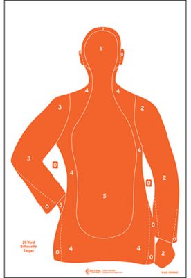 Action Target Qualification Silhouette Paper Shooting Targets, 23 in. x 35 in., Orange, 100-Pack
